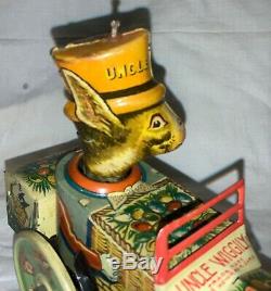 Antique Marx Tin Easter Litho Wind-up Toy Uncle Wiggily Rabbit In Car