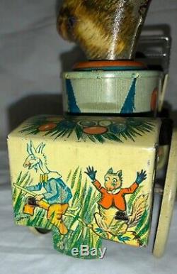 Antique Marx Tin Easter Litho Wind-up Toy Uncle Wiggily Rabbit In Car