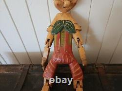 Antique Old Pinocchio Doll Toy Disney Handmade Wood Rare Vintage Collectors