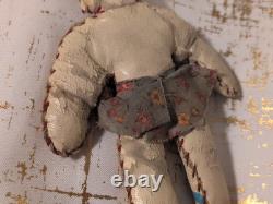 Antique Pair Jack & Jill Oil Cloth Dolls Stuffed Toy 7.5 VTG