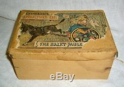 Antique Rare Early Lehmann Balky Mule In Box With Original Paper Instructions