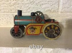 Antique Rare Early Orobr German Tin Litho Working Wind Up Steam Roller