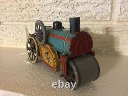 Antique Rare Early Orobr German Tin Litho Working Wind Up Steam Roller