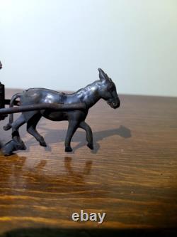 Antique Rare Lehmann Marke Wind Up Man WithCart & Donkey Litho Tin Toy #680 Parts