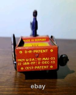 Antique Rare Lehmann Marke Wind Up Man WithCart & Donkey Litho Tin Toy #680 Parts