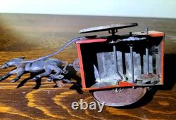 Antique Rare Lehmann Marke Wind Up Man WithCart & Donkey Litho Tin Toy #680 Parts