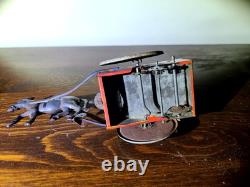 Antique Rare Lehmann Marke Wind Up Man WithCart & Donkey Litho Tin Toy #680 Parts