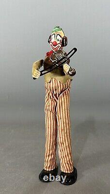 Antique Schuco Wind Up 9 Circus Clown Playing Violin