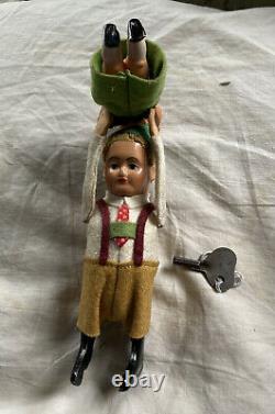 Antique Schuco Wind Up Toy Dancing Children Made in Germany 5 Tin/Celluloid