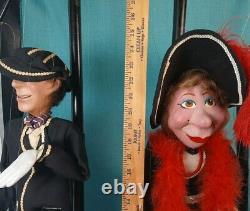 Antique String Marionette / Puppet Family of 3 withStands Spike, Sally & Son RARE