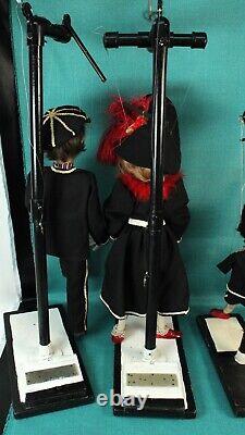 Antique String Marionette / Puppet Family of 3 withStands Spike, Sally & Son RARE