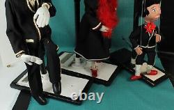 Antique String Marionette / Puppet Family of 3 withStands Spike, Sally & Son RARE