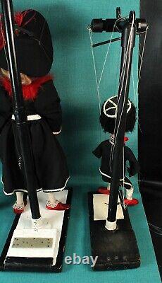 Antique String Marionette / Puppet Family of 3 withStands Spike, Sally & Son RARE