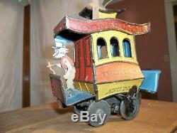Antique Tin Toy Wind-Up Fontaine Fox Toonerville Trolley Germany 1922