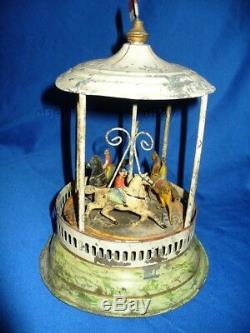 Antique Tin Wind-up Carousel Merry-go-round Gunthermann Horses Childs Toy German