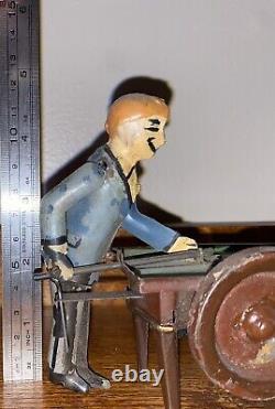 Antique Tin Windup Mechanical Billiard Pool Player Toy VERY RARE Watch Video