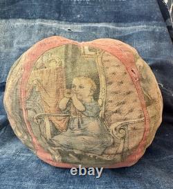 Antique Victorian 1880s/90s stuffed lithographed fabric child's ball toy Rare
