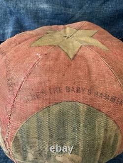 Antique Victorian 1880s/90s stuffed lithographed fabric child's ball toy Rare