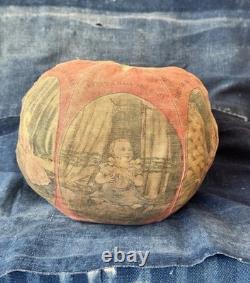 Antique Victorian 1880s/90s stuffed lithographed fabric child's ball toy Rare