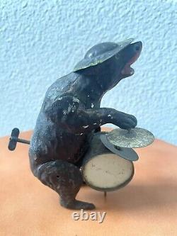 Antique/Vintage 1890's Tin Windup Toy Musical Bear WORKING