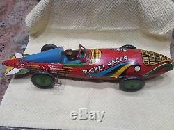 Antique Vintage 1935 Marx Clockwork Wind Up Tin Toy Rocket Racer Race Car NICE