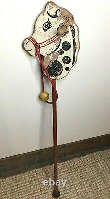 Antique-Vintage'40s Kids Toy PLAYSKOOL Play School Wooden Riding Stick Horse