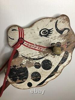 Antique-Vintage'40s Kids Toy PLAYSKOOL Play School Wooden Riding Stick Horse