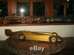 Antique Vintage Kingsbury 1929 Golden Arrow Land Speed Record Car Windup Tin Toy