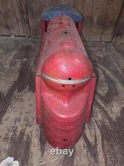 Antique Vintage Marx 3000 Pressed Steel Toy Ride On Train Locomotive Art Deco