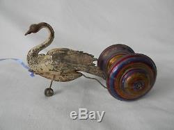 Antique Vintage Metal Swan Pull Toy 1800's Very Old Rare Not A Wind Up
