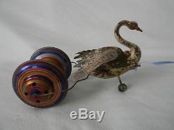 Antique Vintage Metal Swan Pull Toy 1800's Very Old Rare Not A Wind Up