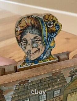 Antique Vintage Reed Lithograph Wood Mother Goose Target Game Toy As-Is