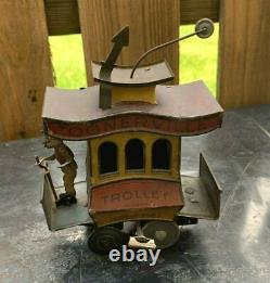 Antique Vintage TIN LITHO Wind Up TOONERVILLE TROLLEY 1922 Works Fontaine Fox