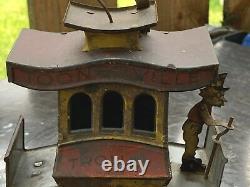 Antique Vintage TIN LITHO Wind Up TOONERVILLE TROLLEY 1922 Works Fontaine Fox