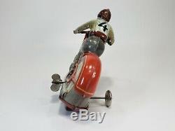 Antique Vintage Technofix Tin Litho Motorcycle Wind Up Toy US Zone Germany Works