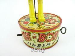 Antique Vtg MARX Toy BE-BOP The Jivin JIGGER Coon Wind-Up Tin Black Americana