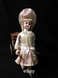 Antique Wind=Up Toy, Simon and Halbig Doll Pulling a Cart