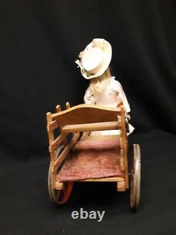 Antique Wind=Up Toy, Simon and Halbig Doll Pulling a Cart