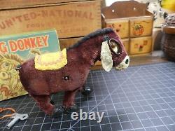 Antique Wind-Up Toy Winking Donkey Made in Japan with Box