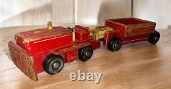 Antique Wood Toy Farm Tractor And Trailer Folk Art Farming Seaver Toys