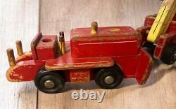 Antique Wood Toy Farm Tractor And Trailer Folk Art Farming Seaver Toys