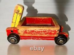 Antique Wood Toy Farm Tractor And Trailer Folk Art Farming Seaver Toys