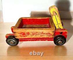Antique Wood Toy Farm Tractor And Trailer Folk Art Farming Seaver Toys
