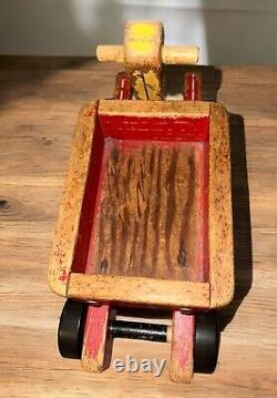 Antique Wood Toy Farm Tractor And Trailer Folk Art Farming Seaver Toys