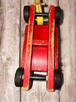 Antique Wood Toy Farm Tractor And Trailer Folk Art Farming Seaver Toys
