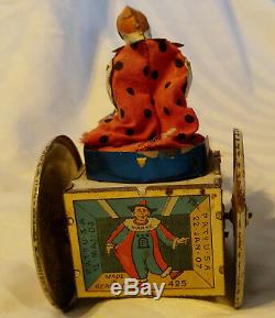 Antique c1910 Lehmann German Wind-Up Clown in Cart with Mule Mechanical Tin Toy