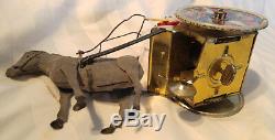 Antique c1910 Lehmann German Wind-Up Clown in Cart with Mule Mechanical Tin Toy