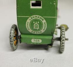 Antique tin wind-up Sedan Toy Car & Garage Lehmann Germany