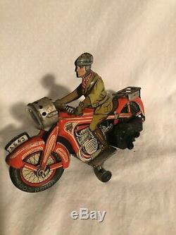 Arnold A 643 Tin Wind Up Motorcycle Civilian Rider Germany 1940s