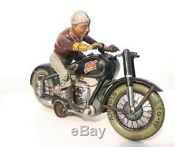 Arnold Mac 700 tin motorcycle vintage toy, clockwork windup, Germany RARE